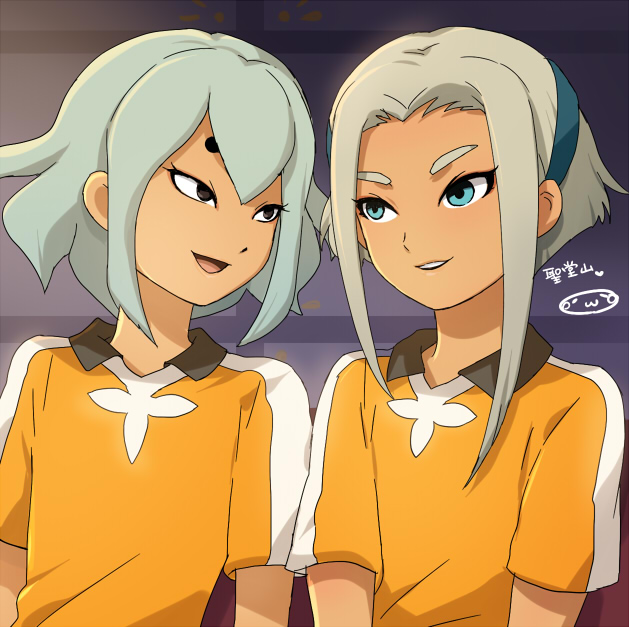 2boys, arino_omi, asou_kurehito, blue_eyes, hairband, inazuma_eleven_(series), inazuma_eleven_go, male