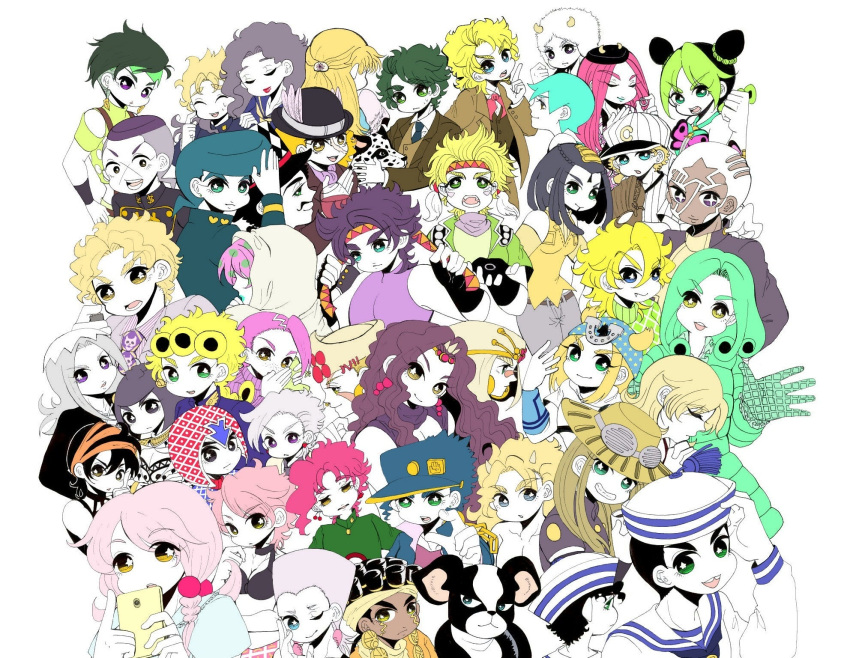 absolutely_everyone, bruno_bucciarati, caesar_anthonio_zeppeli, cars_(jojo), chibi, danny_(jojo), diavolo, diego_brando