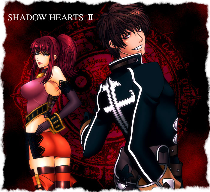 bare_shoulders, blue_eyes, brown_hair, couple, elbow_gloves, female, gloves, karin_koenig