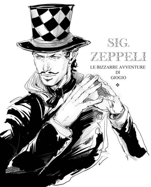 facial_hair, greyscale, hat, jojo_no_kimyou_na_bouken, m-goro, monochrome, mustache, realistic