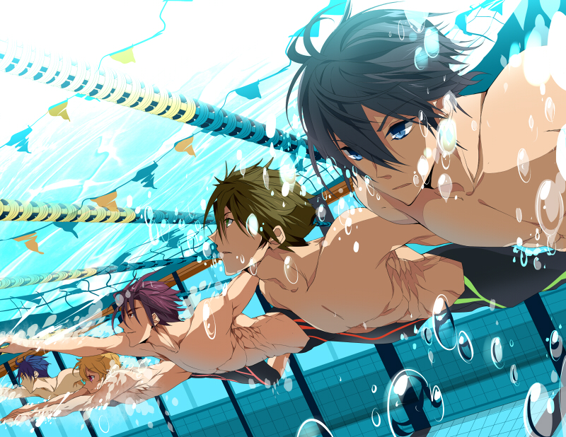 blue_eyes, brown_hair, bubble, free!, green_eyes, hazuki_nagisa, loyalists, male