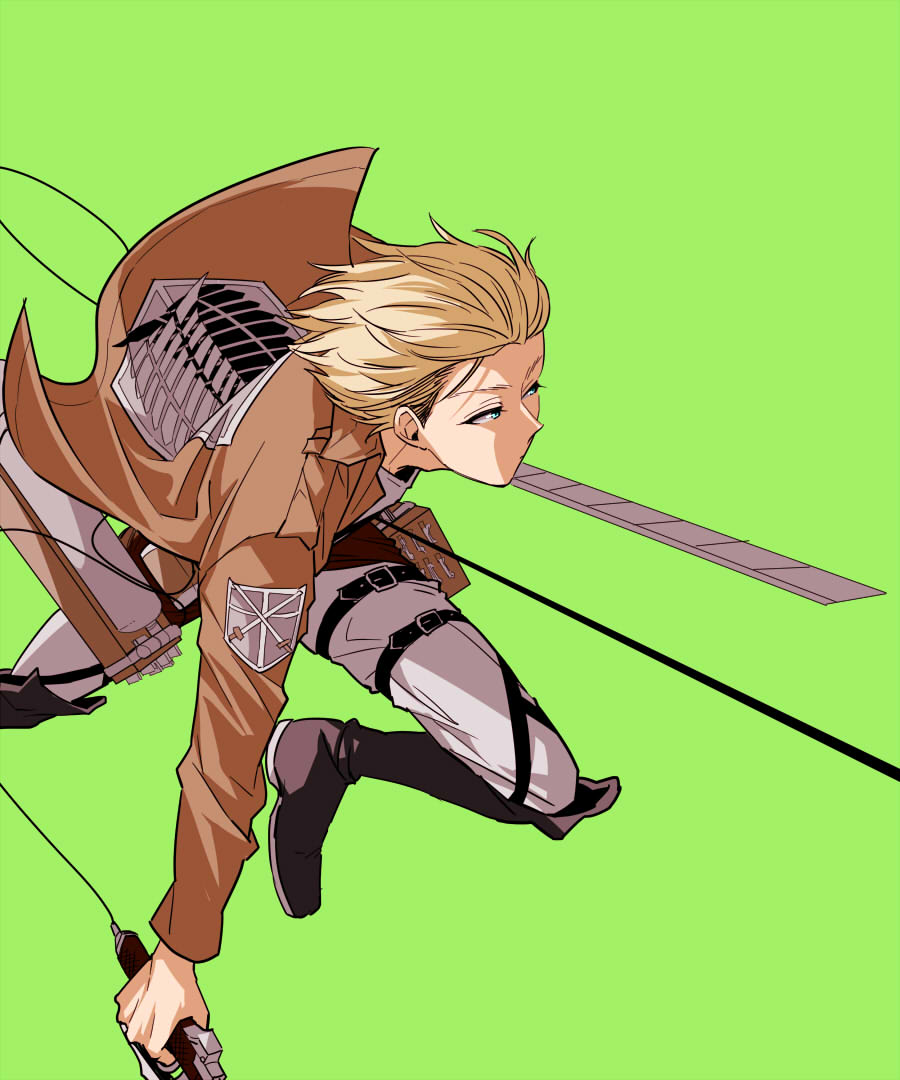 1girl, 3dmg, a_mane, blue_eyes, boots, green, jacket, nanaba