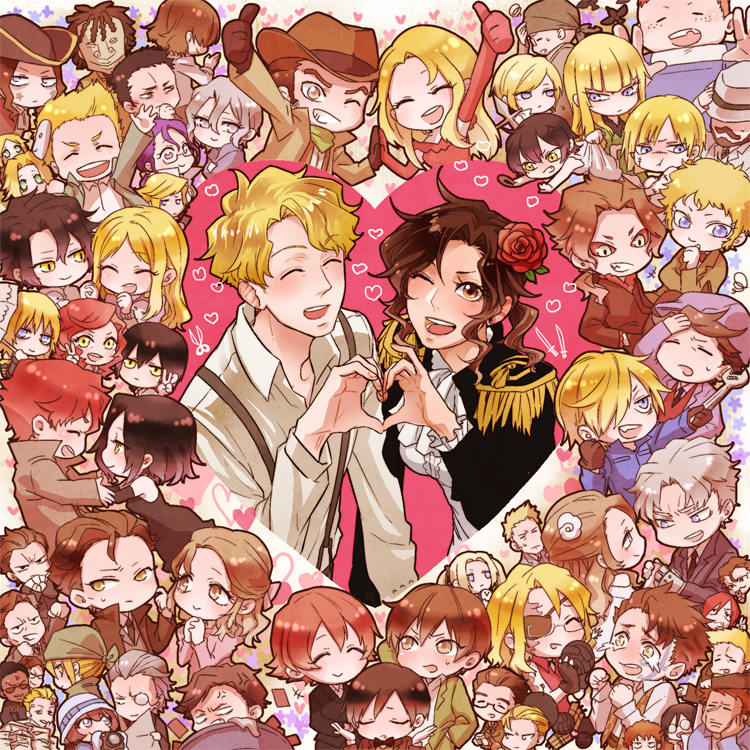 6+boys, 6+girls, adele_(baccano!), baccano!, bandana, berga_gandor, black_hair, blonde_hair