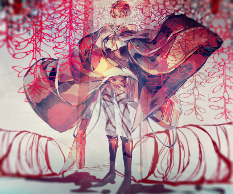 1boy, 3dmg, cape, cloak, levi_(shingeki_no_kyojin), nottama, redhead, shingeki_no_kyojin