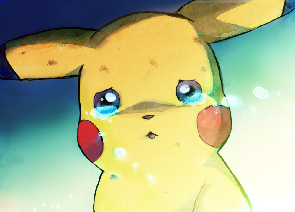 close-up, no_humans, pikachu, pokemon, pokemon_(creature), sad, sin_(hitonatsu), tears