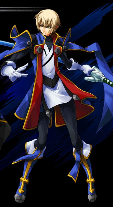 blazblue, blazblue_continuum_shift, blonde_hair, green_eyes, ice, jin_kisaragi, kisaragi_jin, official_art