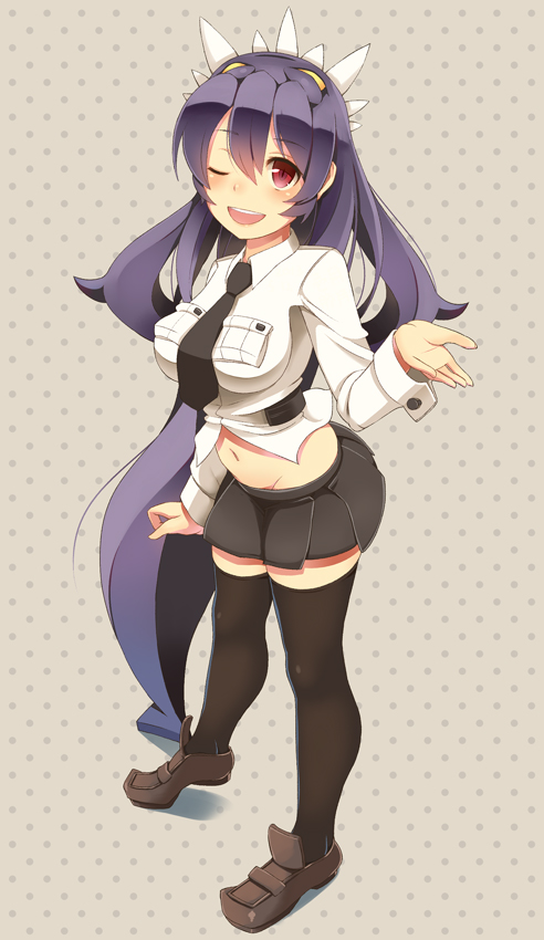1_mutsuki, 1girl, belly, black_hair, black_legwear, breasts, extra_mouth, filia_(skullgirls)