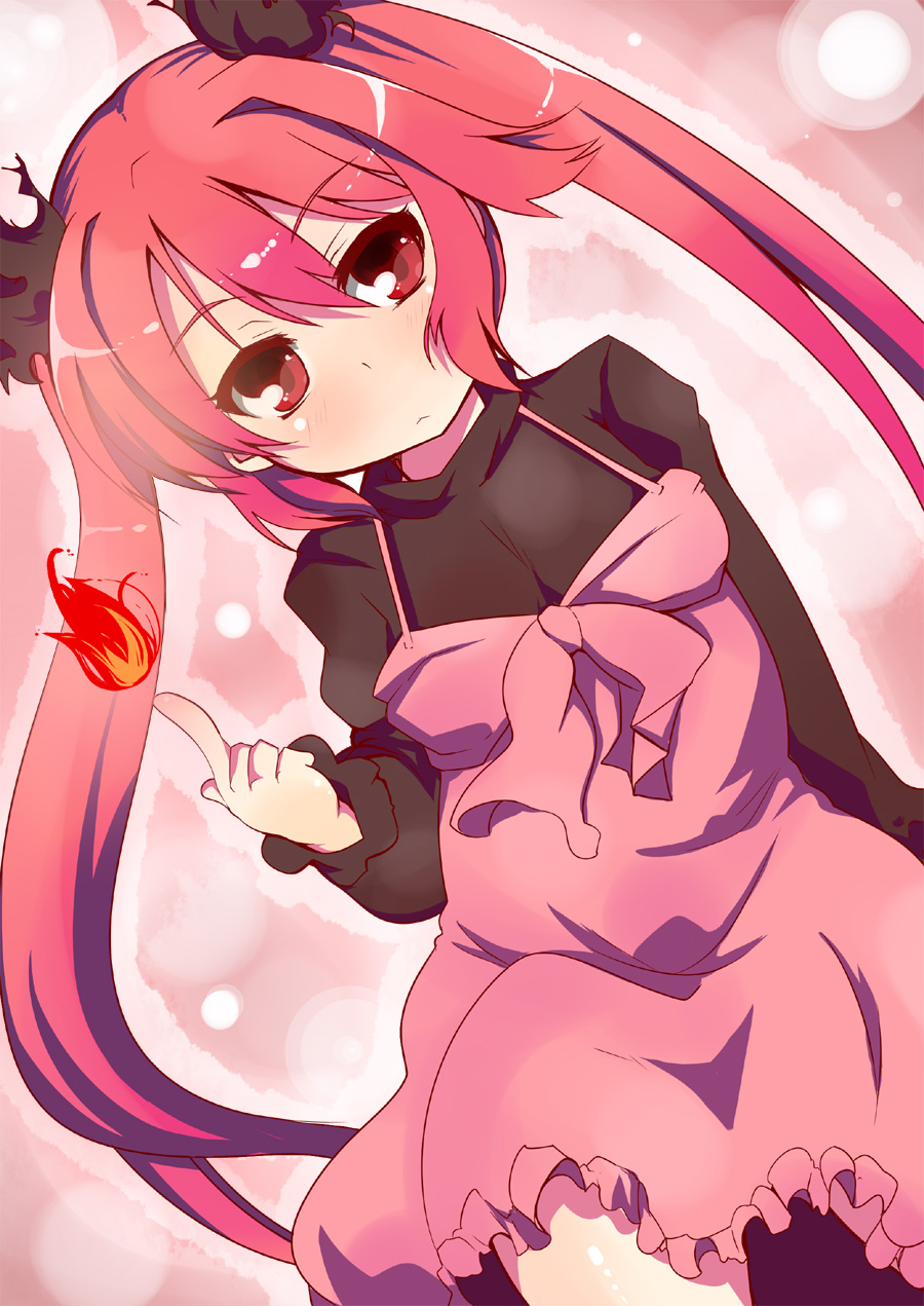 1girl, blush, cthugha_(nyaruko-san), fire, hair_ornament, haiyore!_nyaruko-san, highres, long_hair