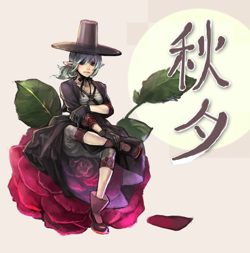 1girl, agasang, chinese, flower, gat, hanbok, korean_clothes, korean_clothes(arranged)