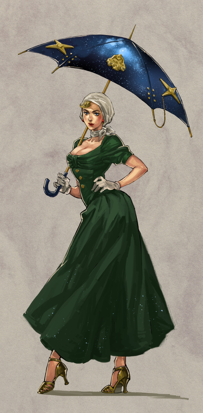 1girl, absurdres, blonde_hair, blue_eyes, breasts, cleavage, dress, genderswap