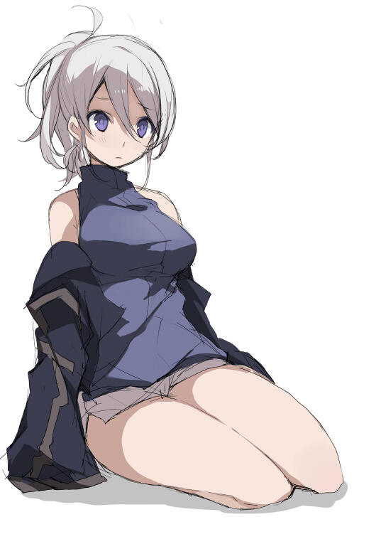 1girl, blush, breasts, jacket, k_(li), large_breasts, melty_blood, off_shoulder