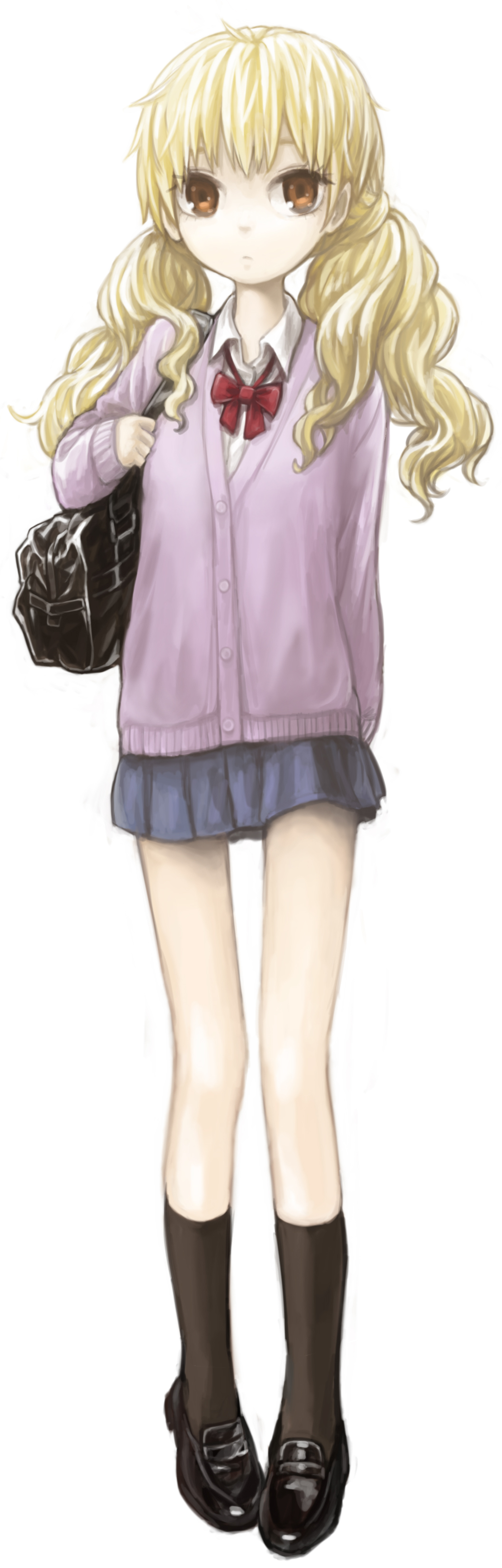 bad_id, bag, blonde_hair, brown_eyes, highres, kimi_ni_todoke, kurumizawa_ume, legs