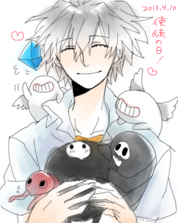1boy, angel_(evangelion), closed_eyes, frontierpax, holding, mass_production_eva, nagisa_kaworu, neon_genesis_evangelion