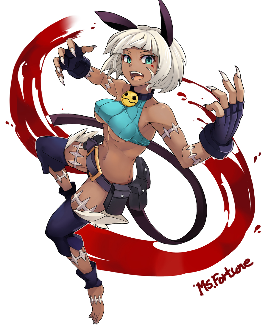 1girl, animal_ears, ashita_(2010), bare_shoulders, barefoot, bell, bell_collar, belt