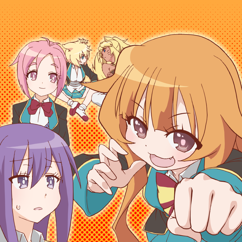 amatsuka_mao, amatsuka_megumi_(gj-bu), animal_ears, blazer, blonde_hair, blush, calpara, gj-bu
