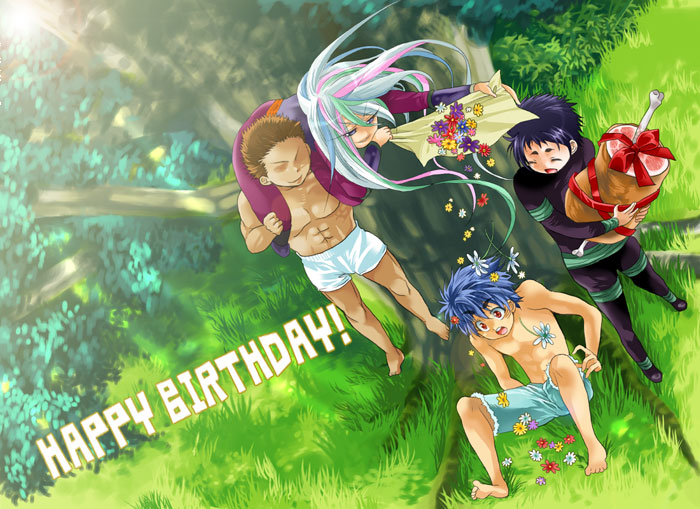 coco_(toriko), male, multicolored_hair, sani_(toriko), toriko, zebura_(toriko)