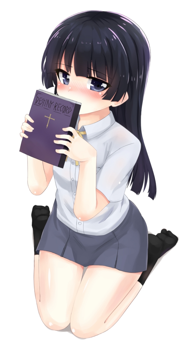 1girl, black_eyes, black_hair, blush, book, gokou_ruri, highres, long_hair