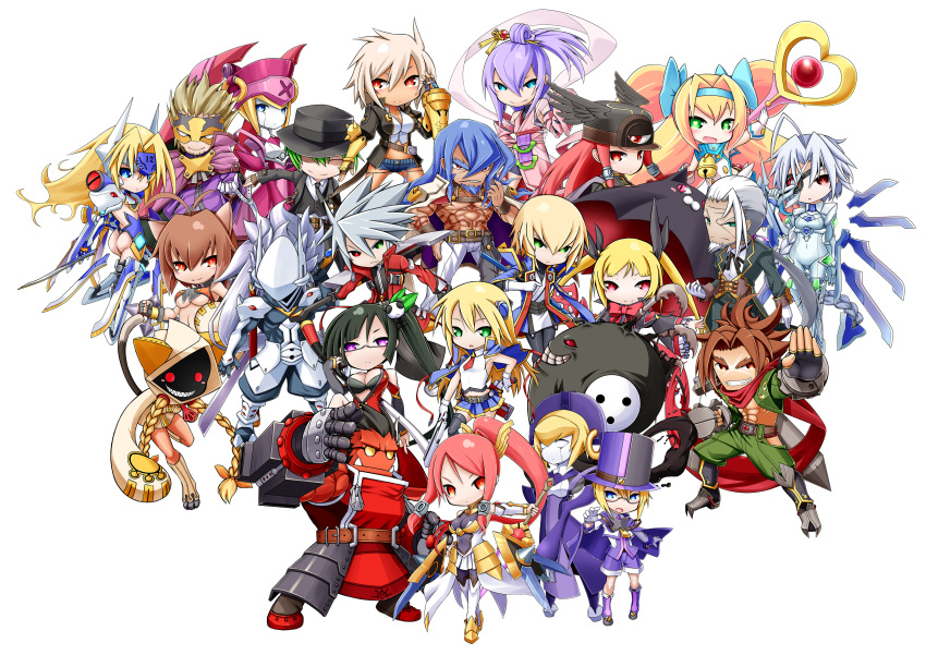 6+boys, 6+girls, absurdres, ahoge, amane_nishiki, androgynous, android, animal_ears