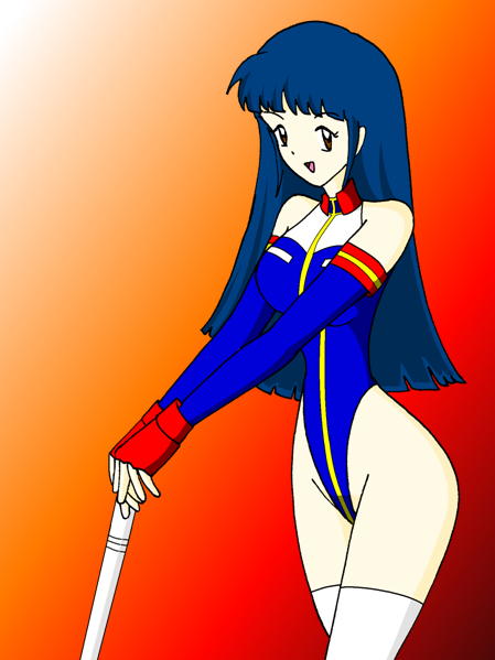 blue_hair, burning_force, cosplay, hiromi_tengenji, leotard, long_hair, namco, reiko_holinger