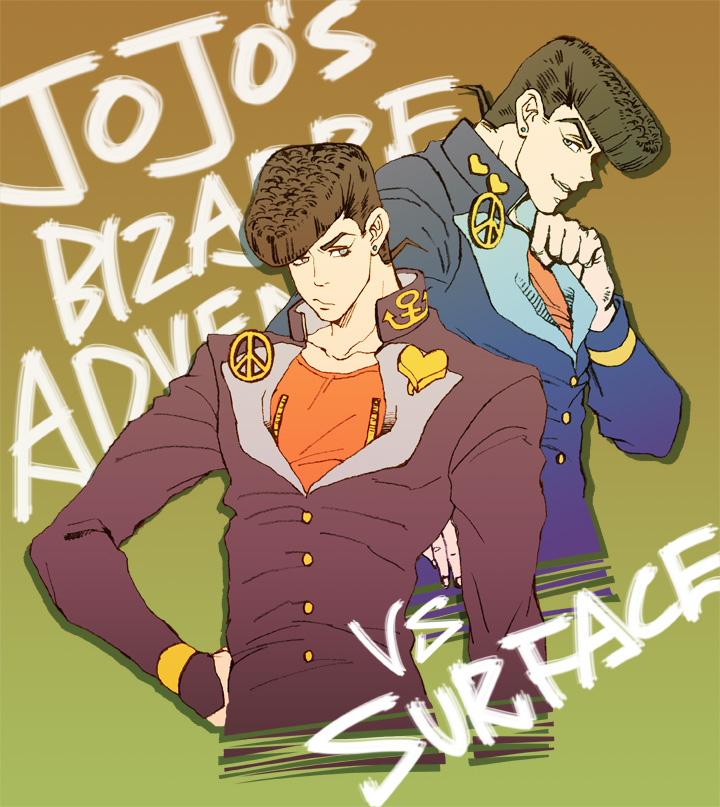 black_hair, brown_hair, clone, copyright_name, gakuran, higashikata_jousuke, jojo_no_kimyou_na_bouken, pompadour