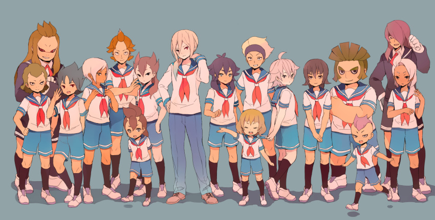 6+boys, adult, afuro_terumi, ai5108, blue_eyes, blue_hair, brown_hair, everyone