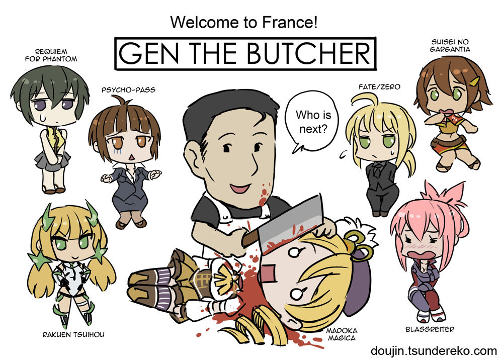 ahoge, amanda_werner, amy_(suisei_no_gargantia), angela_balzac, black_hair, blassreiter, blonde_hair, blood
