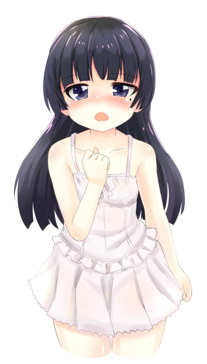 1girl, black_eyes, black_hair, blush, dress, gokou_ruri, highres, long_hair