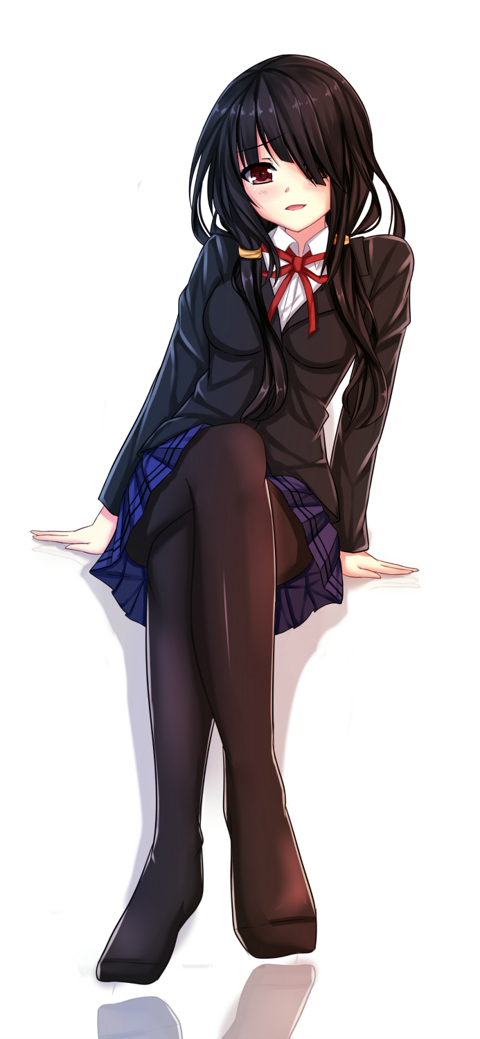 1girl, black_hair, blazer, blush, date_a_live, hair_over_one_eye, highres, itachi_kanade