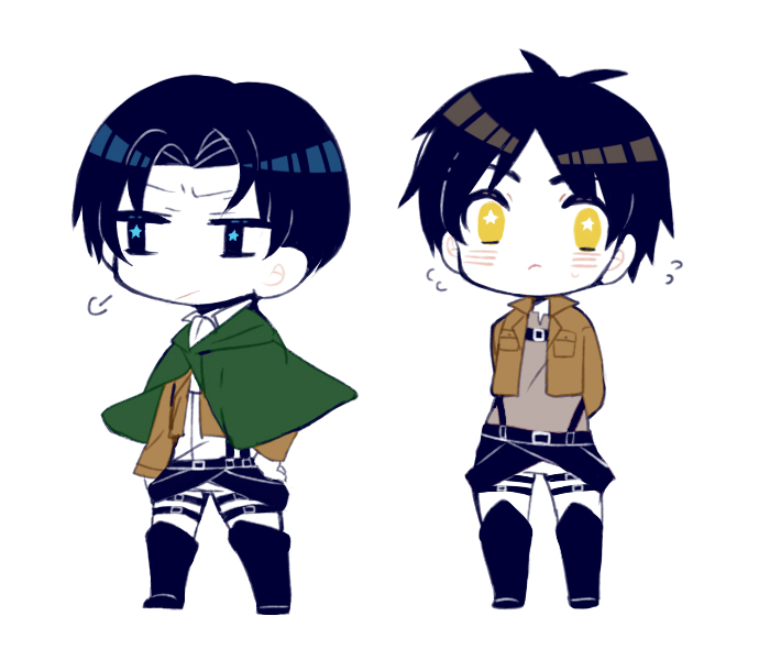 2boys, belt, black_eyes, black_hair, blush, boots, brown_hair, cape