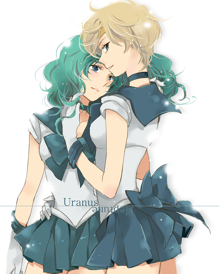 2girls, bishoujo_senshi_sailor_moon, blonde_hair, blue_eyes, bow, character_name, couple, gloves