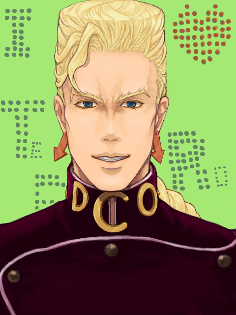 1boy, blonde_hair, blue_eyes, earrings, gakuran, jewelry, jojo_no_kimyou_na_bouken, neopara