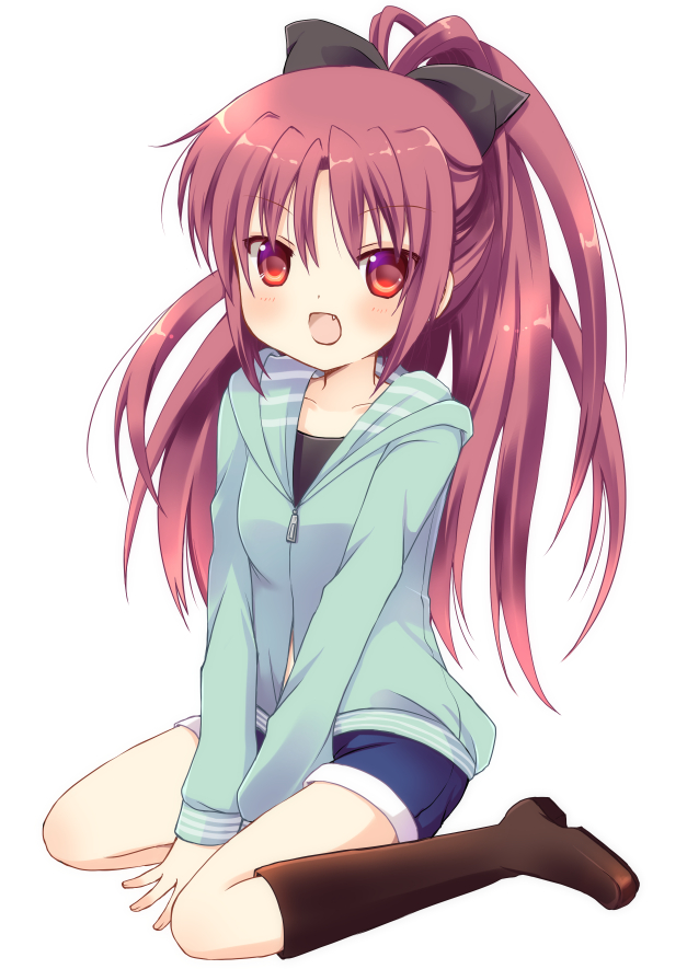 1girl, blush, boots, fang, hair_ribbon, hooded_jacket, long_hair, mahou_shoujo_madoka_magica