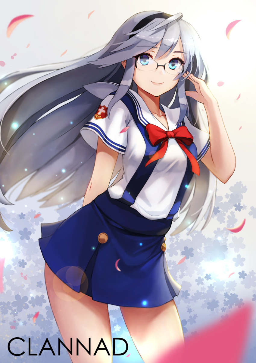 1girl, absurdres, blue_eyes, clannad, deneb_(noble324), glasses, hairband, highres