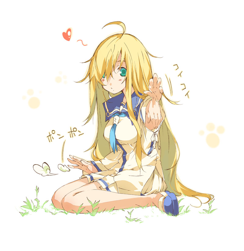 blonde_hair, dies_irae, g_yuusuke, green_eyes, gyuusuke, hair_over_one_eye, heart, long_hair