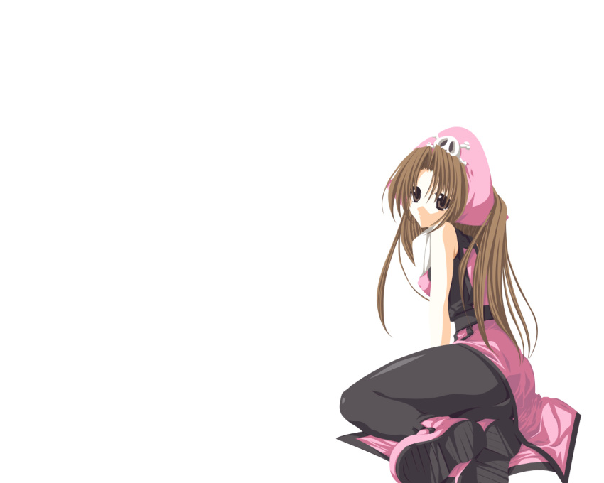 1280x1024, 1girl, ass, black_pantyhose, brown_eyes, brown_hair, female, guilty_gear