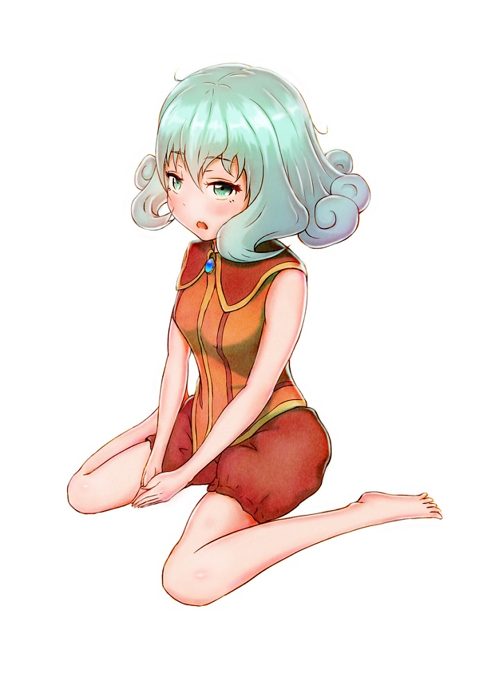 1girl, emerada_etuva, green_eyes, green_hair, hataraku_maou-sama!, jewelry, short_hair, shorts
