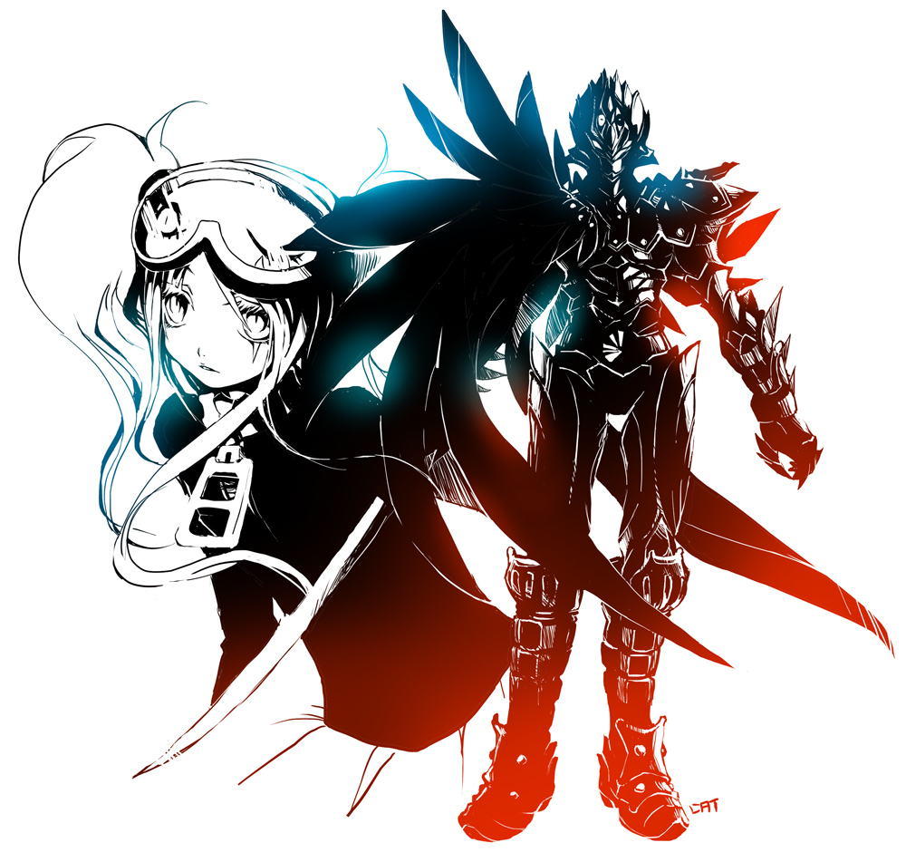 armor, blue, catlqe, feathers, full_armor, goggles, gradient, helmet