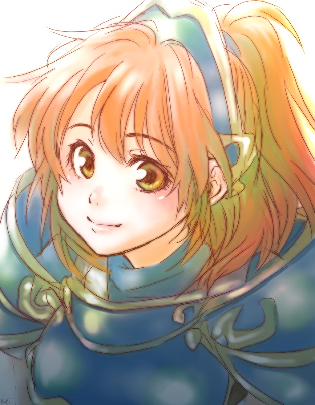 1girl, afglo, arle_nadja, armor, brown_eyes, brown_hair, puyopuyo, short_hair