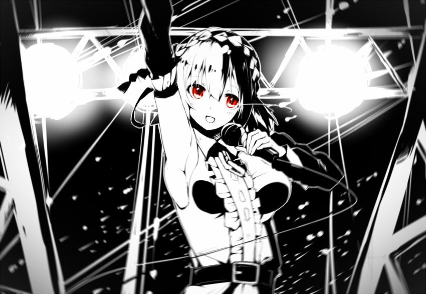 1girl, arm_up, breasts, hrk173, kagerou_project, kisaragi_attention_(vocaloid), kisaragi_momo, looking_at_viewer