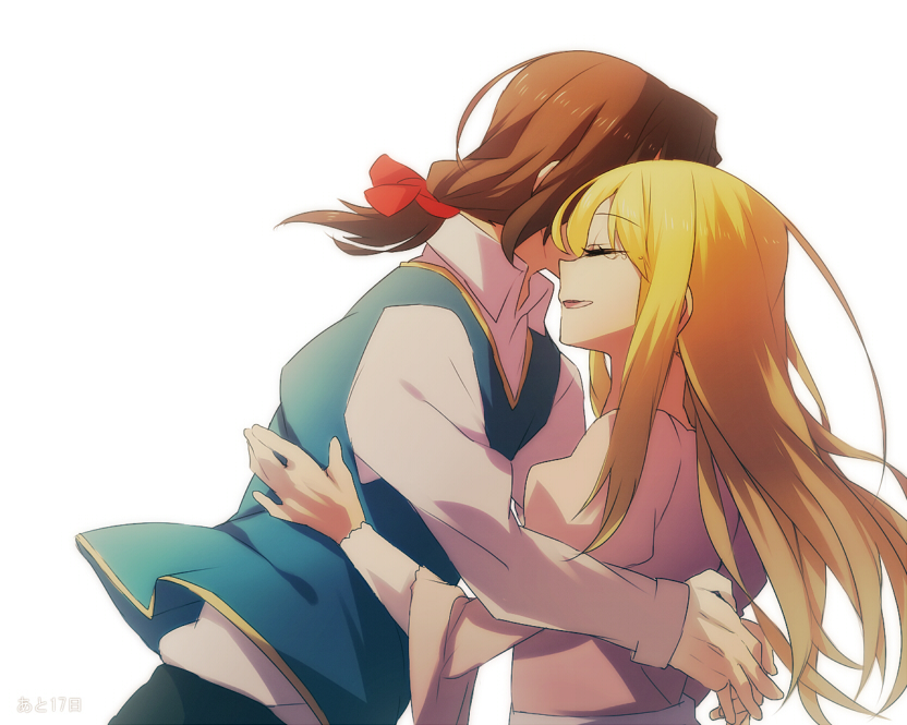 1boy, 1girl, assf_krsya, baccano!, blonde_hair, brown_hair, closed_eyes, couple