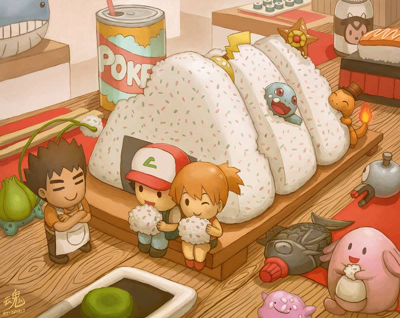 bulbasaur, chansey, charmander, chopsticks, ditto, food, jelly_donut, jpeg_artifacts