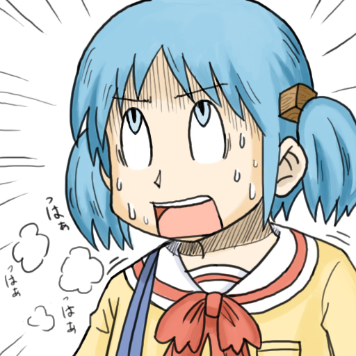 hair_cubes, hair_ornament, naganohara_mio, nichijou, school_uniform, sweatdrop, tony_(chikaku_kabin), twintails