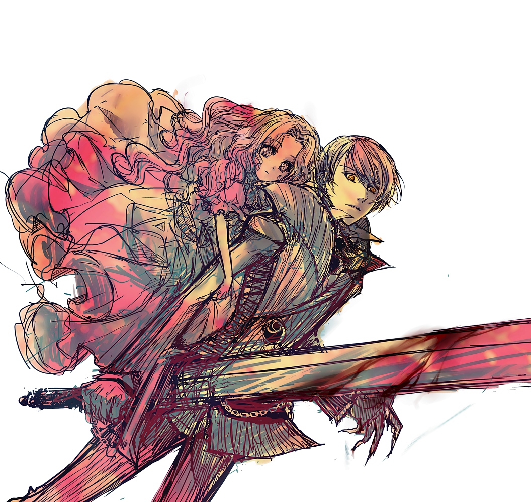 claws, liarsoft, man_with_watch, sekien_no_inganock, sword, weapon