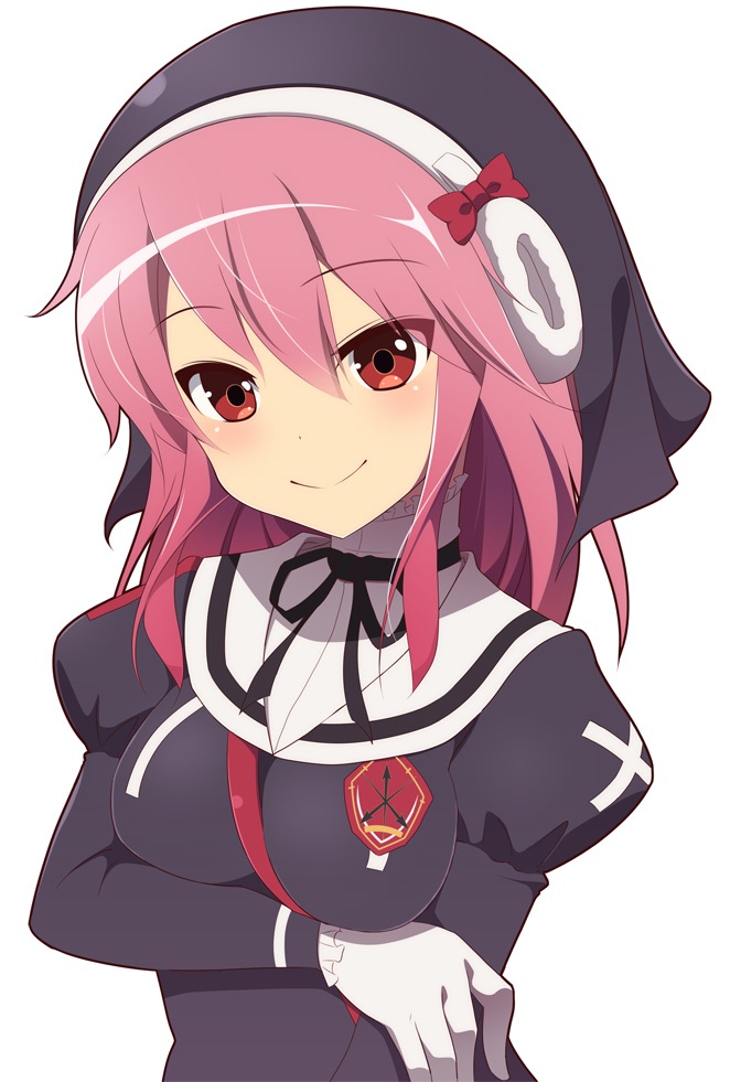 1girl, blush, bow, breast_hold, chibi_arisu, earmuffs, gloves, gunslinger_stratos