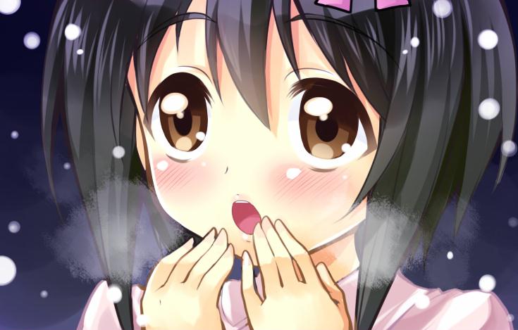 1girl, black_hair, blush, hat, idolmaster, idolmaster_cinderella_girls, kohinata_miho, open_mouth