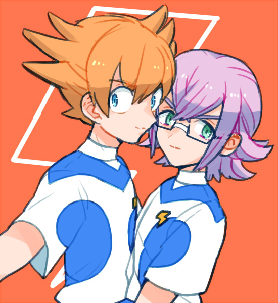 2boys, blue_eyes, glasses, green_eyes, idomajin, inazuma_eleven_(series), inazuma_eleven_go, inazuma_eleven_go_galaxy