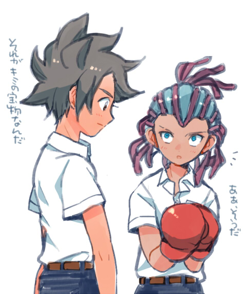2boys, boxing_gloves, idomajin, inazuma_eleven_(series), inazuma_eleven_go, inazuma_eleven_go_galaxy, male, matatagi_hayato