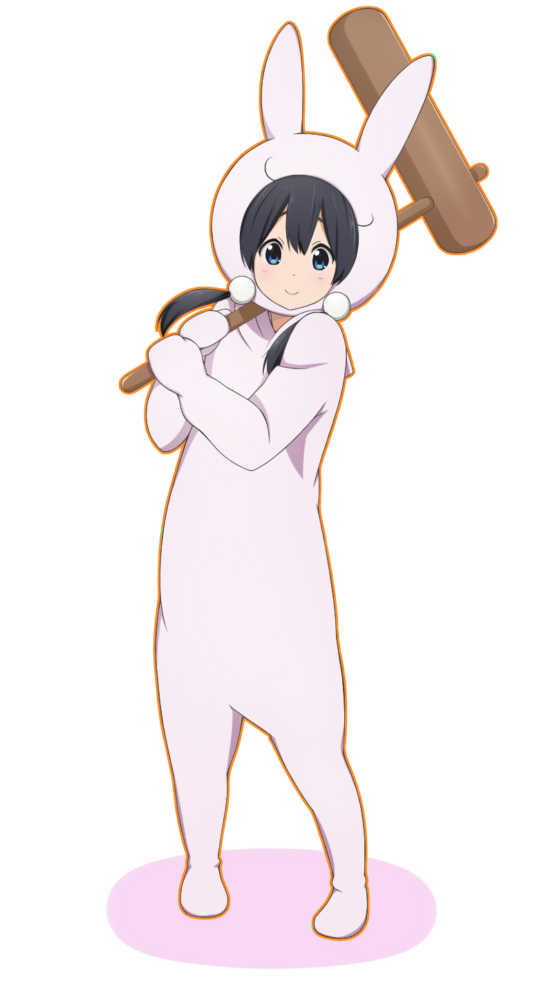 1girl, animal_costume, bunny_costume, highres, kitashirakawa_tamako, looking_at_viewer, sekiyu., simple_background