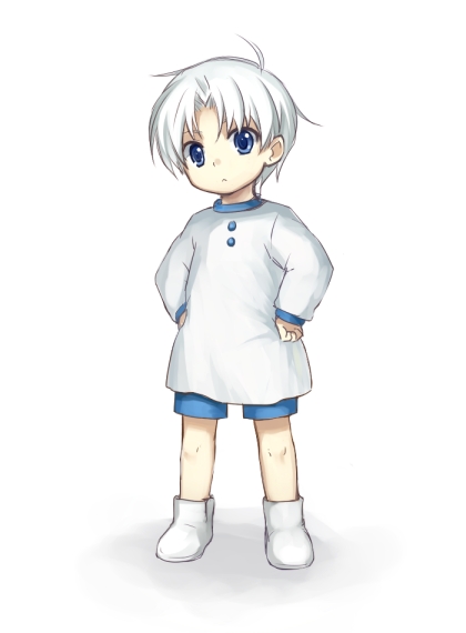 1boy, blue_eyes, child, hands_on_hips, madou_monogatari, male, puyopuyo, schezo