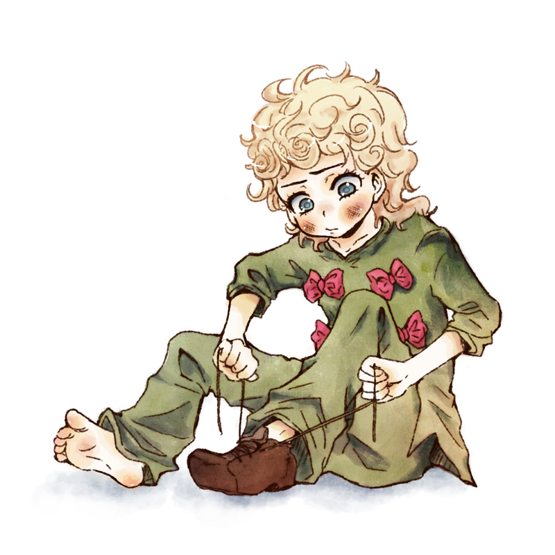 1boy, blonde_hair, blue_eyes, bow, bowtie, child, diego_brando, icoico
